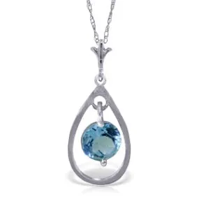 0.3 Carat 14K Solid White Gold Give Me Liberty Blue Topaz Necklace