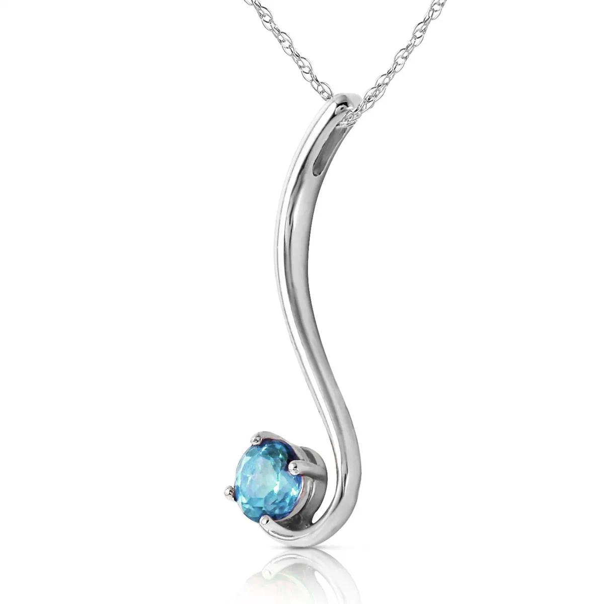 0.55 Carat 14K Solid White Gold Hope Springs Blue Topaz Necklace