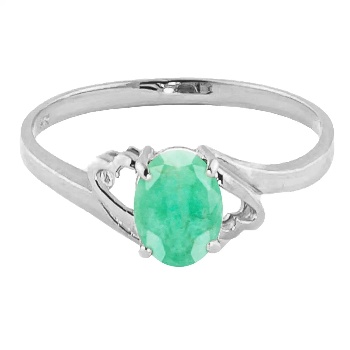 0.75 Carat 14K Solid White Gold Rings Natural Emerald