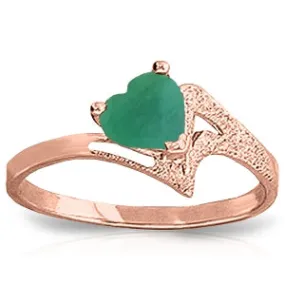 1 Carat 14K Solid Rose Gold Ring Natural Emerald