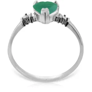 1.03 Carat 14K Solid White Gold Ring Natural Emerald Diamond