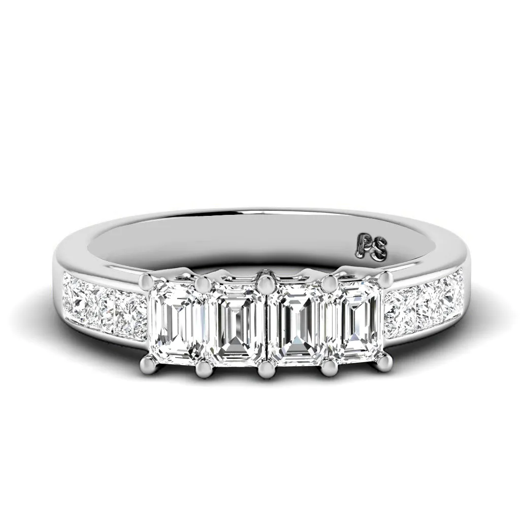 1.10 CT Princess & Emerald Cut Lab Grown Diamonds - Wedding Band