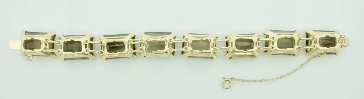 110.00 Carats Smokey Quartz Tennis Bracelet in Yellow Gold