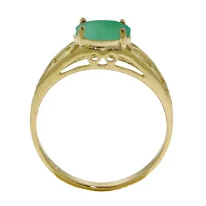 1.15 Carat 14K Solid Yellow Gold Filigree Ring Natural Emerald