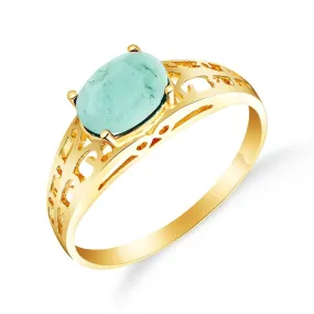 1.15 Carat 14K Solid Yellow Gold Filigree Ring Natural Emerald