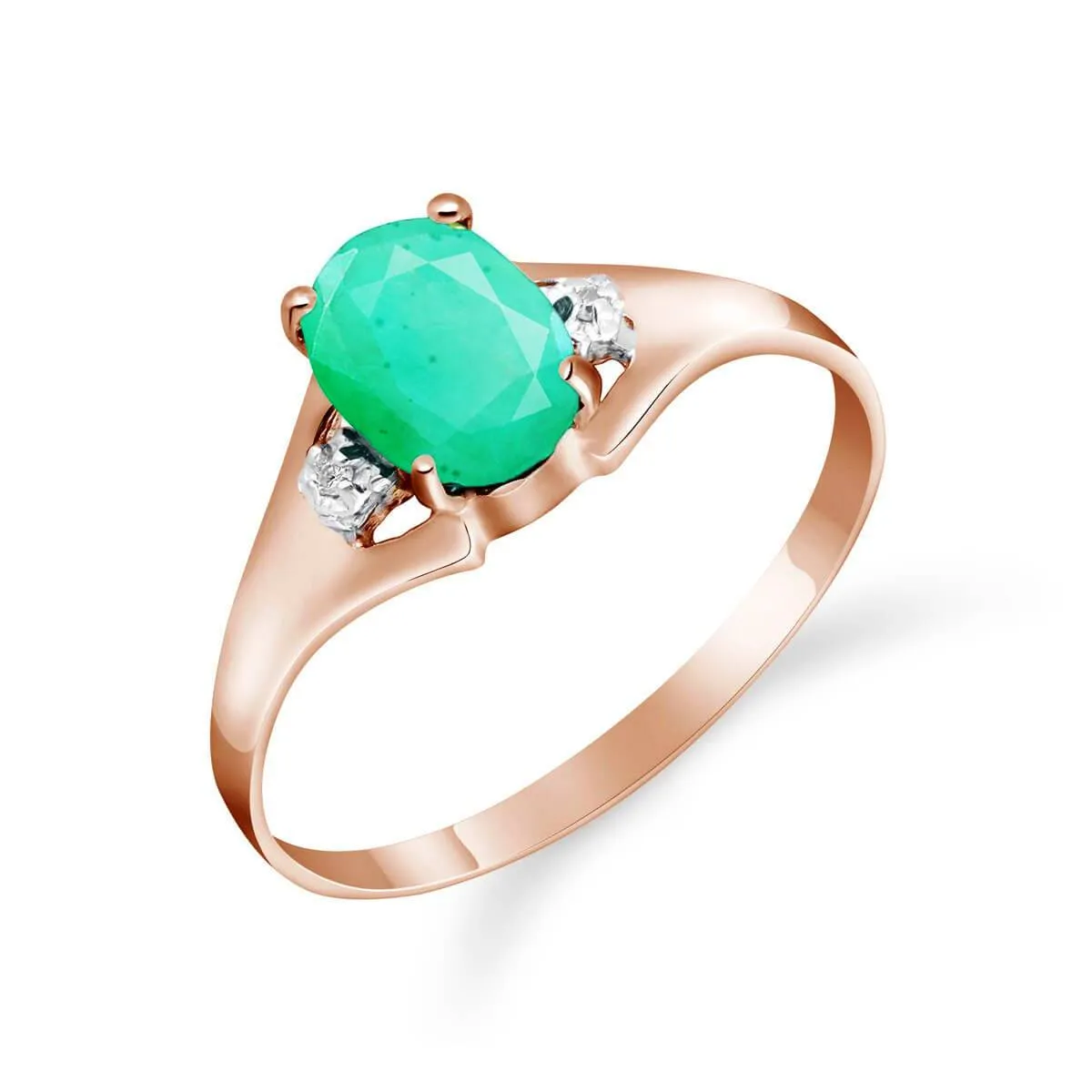 1.26 Carat 14K Solid Rose Gold Brilliance Emerald Diamond Ring