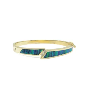 14k Diamond and Blue Opal Bangle Bracelet