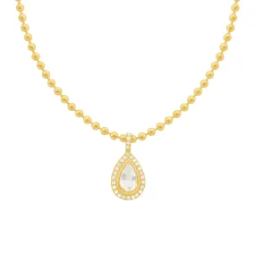 14K GOLD DIAMOND WHITE TOPAZ CAMI NECKLACE