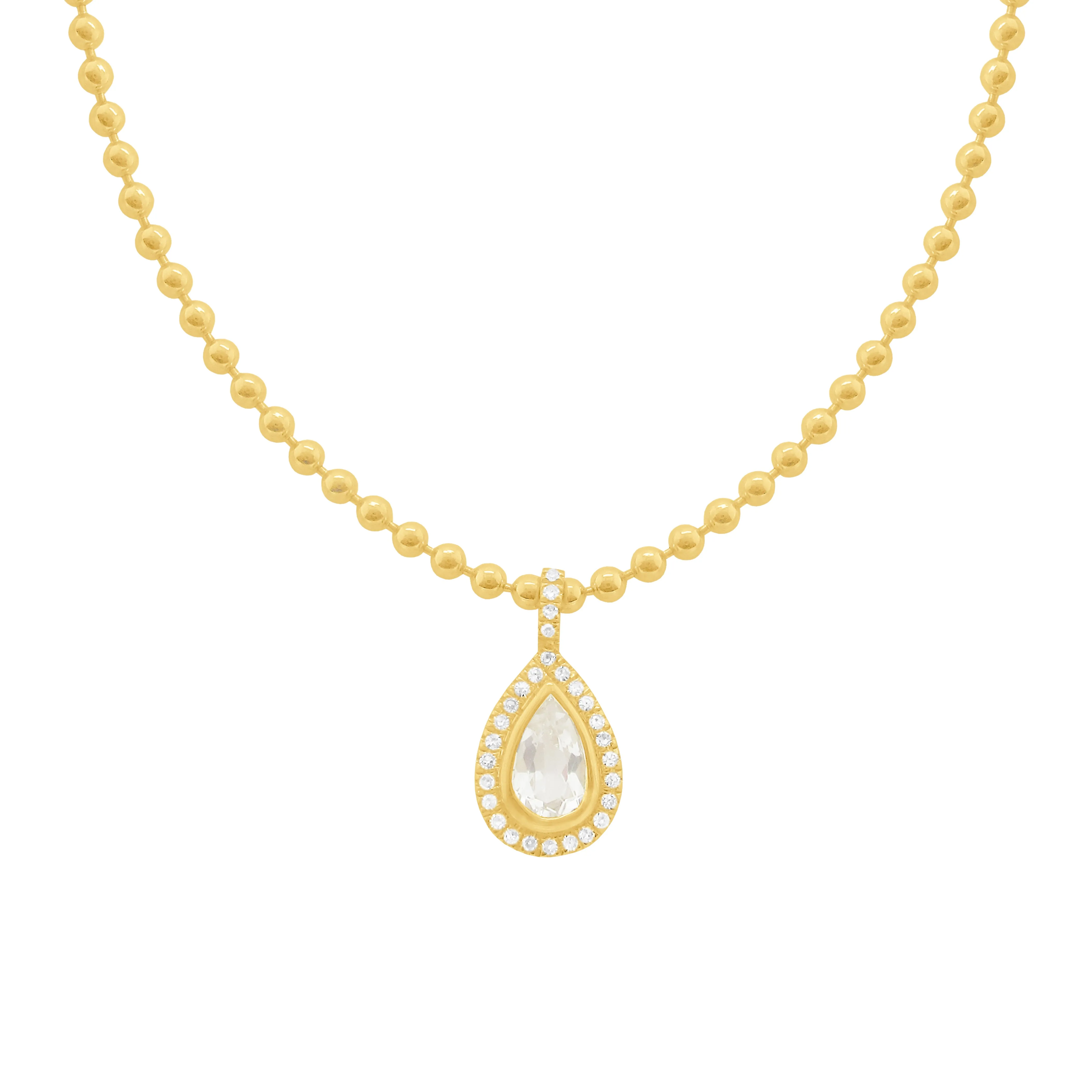 14K GOLD DIAMOND WHITE TOPAZ CAMI NECKLACE