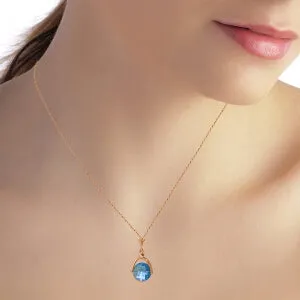 14K Solid Rose Gold Blue Topaz Necklace Certified