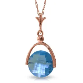 14K Solid Rose Gold Blue Topaz Necklace Certified