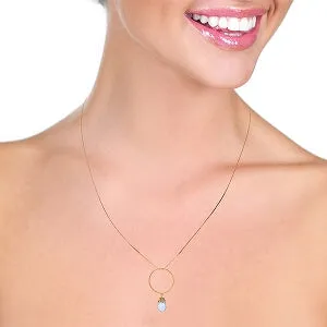 14K Solid Rose Gold Briolette Blue Topaz Necklace Jewelry Royal