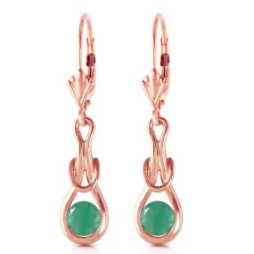 14K Solid Rose Gold Leverback Earrings Emerald Jewelry Series Deluxe