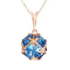 14K Solid Rose Gold Natural Blue Topaz Necklace Jewelry