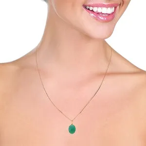 14K Solid Rose Gold Necklace w/ Natural Oval Emerald