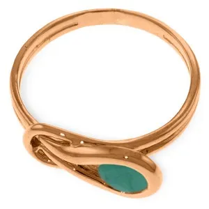 14K Solid Rose Gold Ring Natural Emerald Gemstone