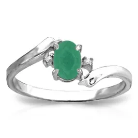 14K Solid White Gold Rings Natural Diamond & Emerald Certified