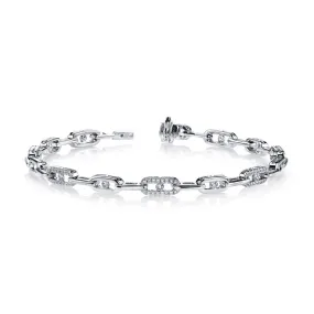 14K White Gold 0.80ct. Diamond Paperclip Bracelet