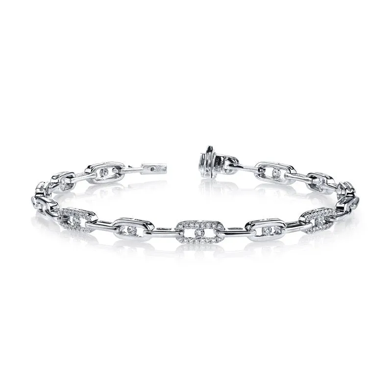 14K White Gold 0.80ct. Diamond Paperclip Bracelet