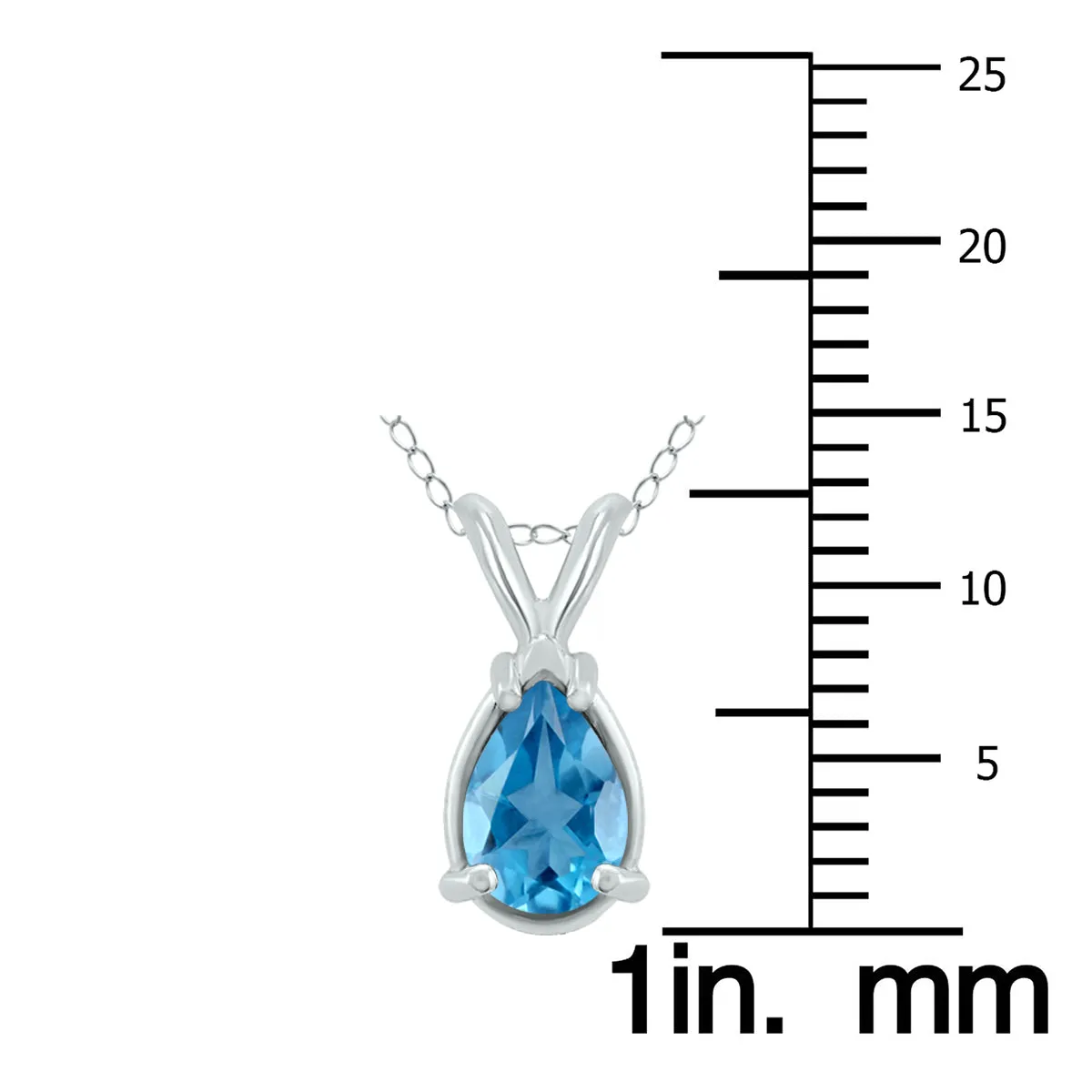 14K White Gold 8X6Mm Pear Blue Topaz Pendant