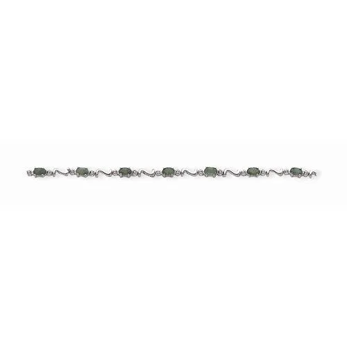 14K White Gold Completed Diamond Emerald Bracelet