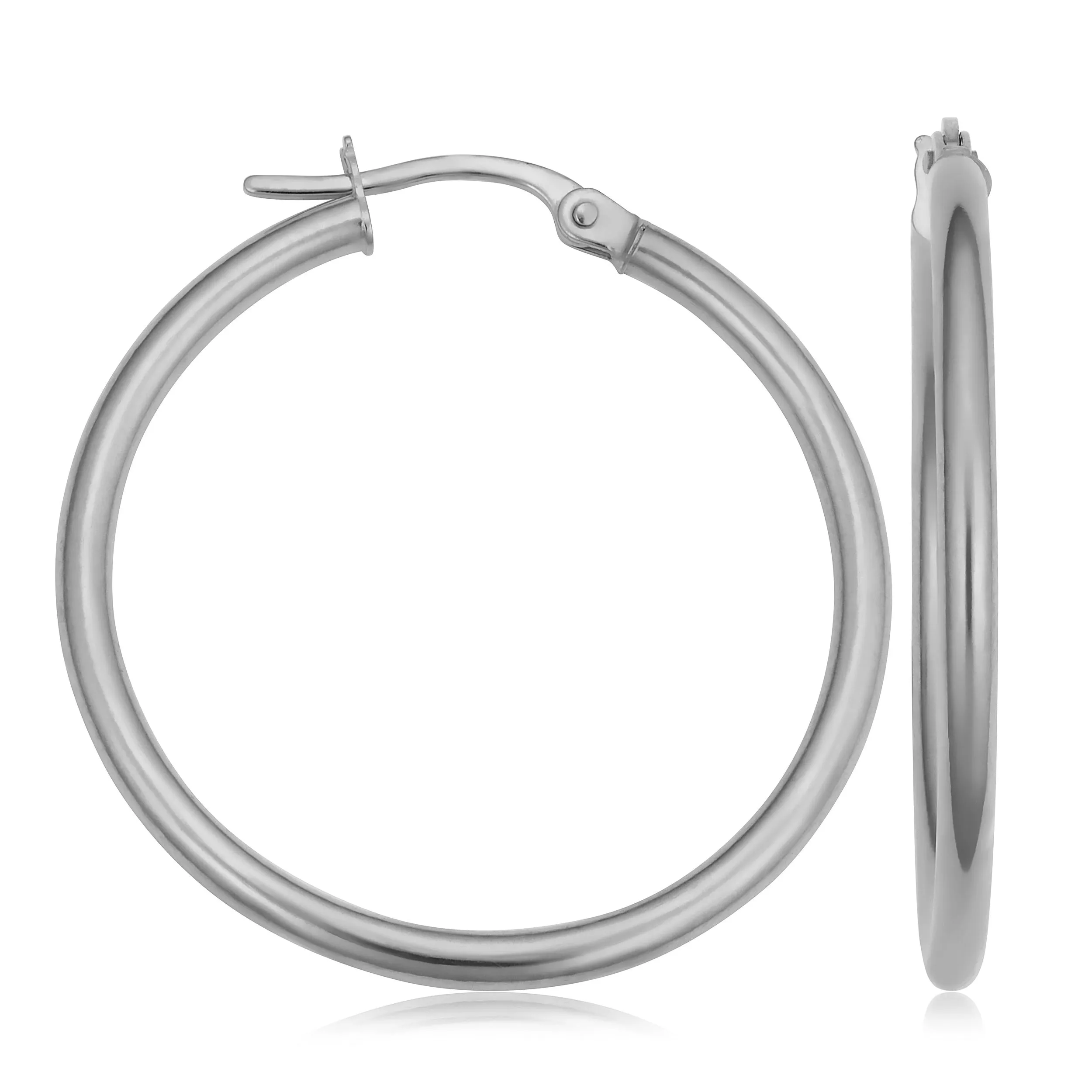 14k White Gold Hoop Earrings (2x20 mm)