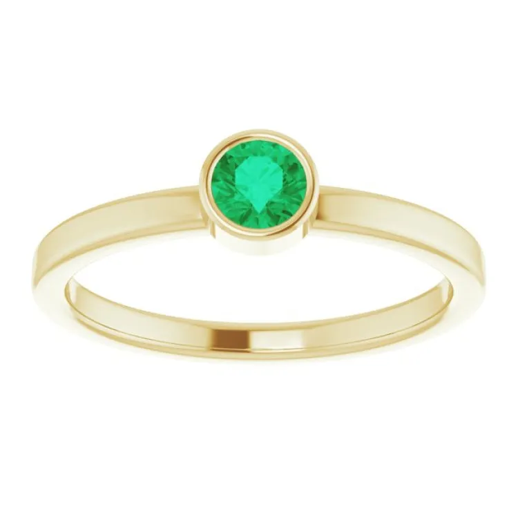 14K Yellow 4 mm Lab-Grown Emerald Ring