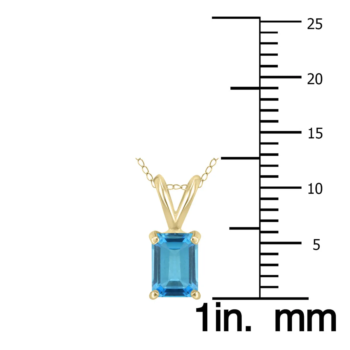 14K Yellow Gold 6X4Mm Emerald Shaped Blue Topaz Pendant