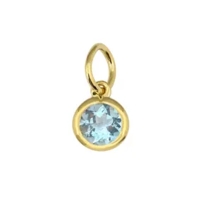 14k yellow gold bezel set blue topaz necklace charm
 0.18ctw