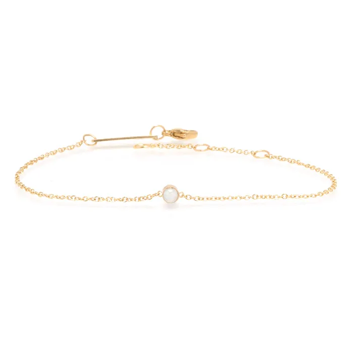 14K Yellow Gold Bezel Set Opal Bracelet