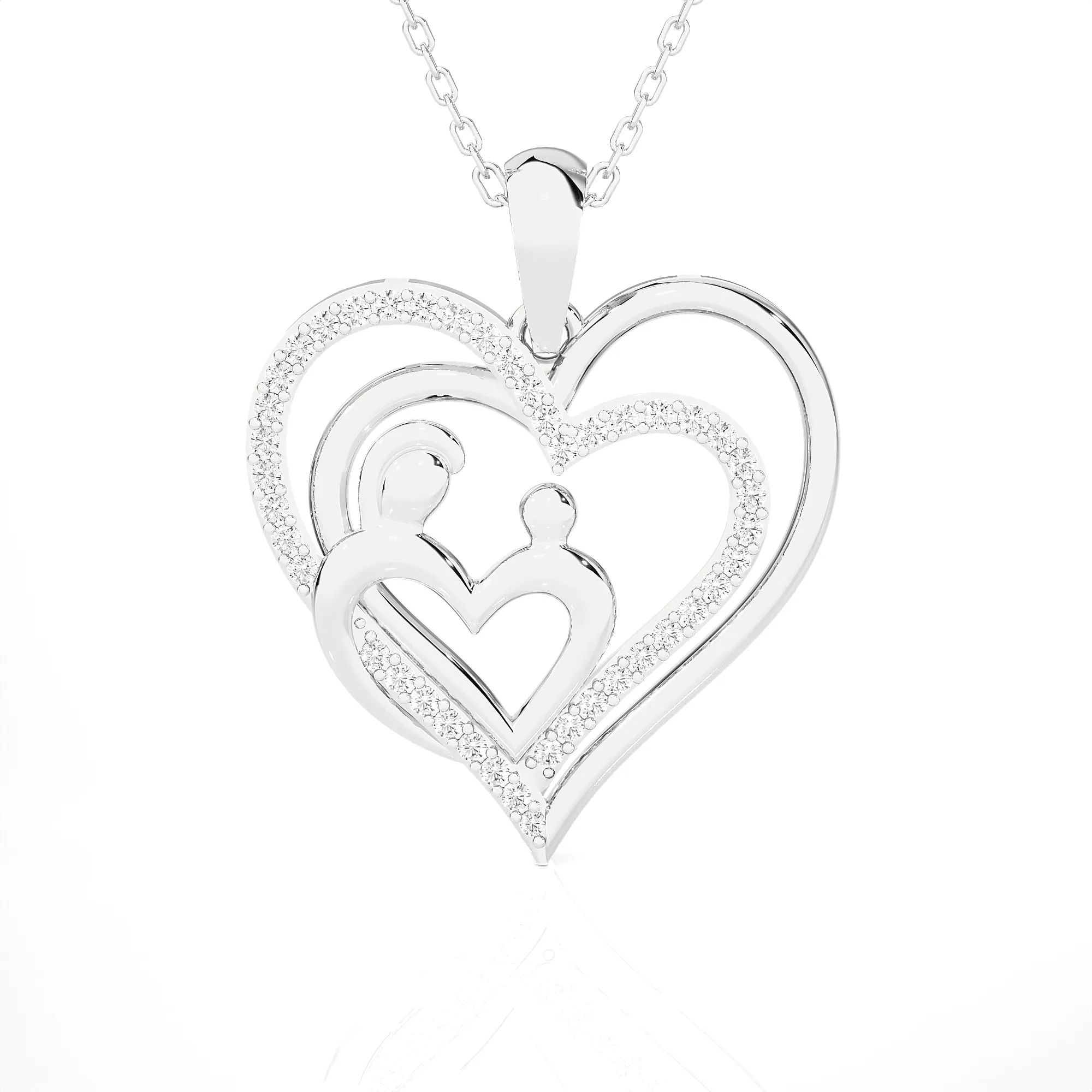 1/6  ctw Round Lab Grown Diamond Heart Pendant