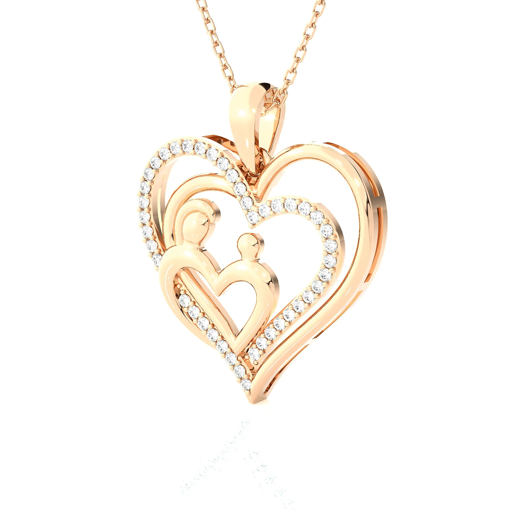 1/6  ctw Round Lab Grown Diamond Heart Pendant