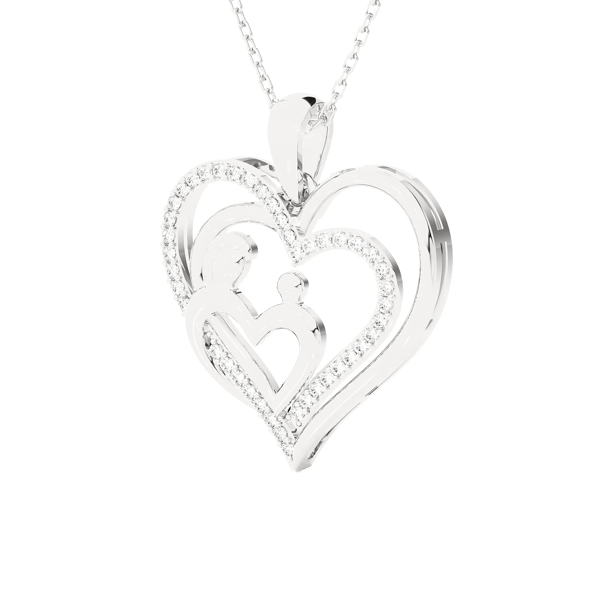 1/6  ctw Round Lab Grown Diamond Heart Pendant