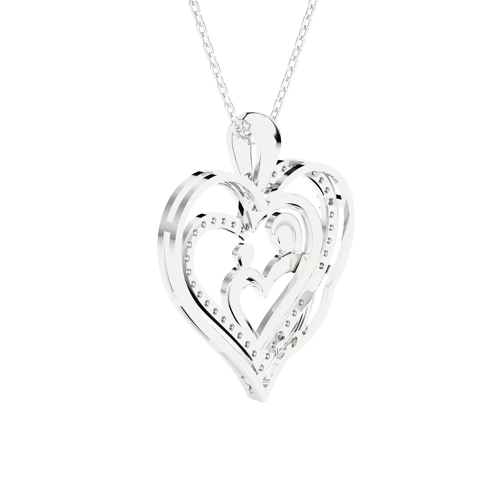 1/6  ctw Round Lab Grown Diamond Heart Pendant