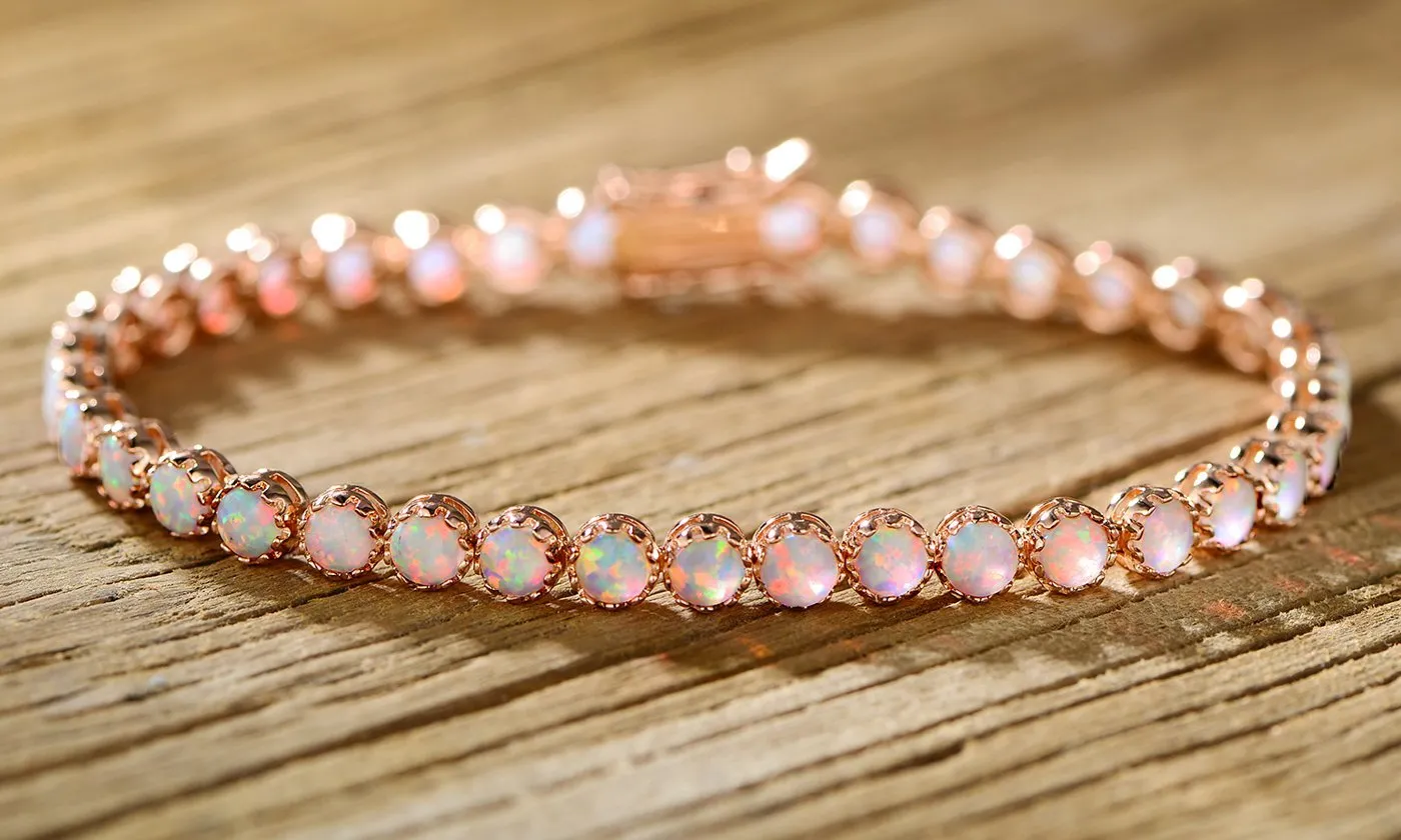 18K Gold Plated Opal Tennis Bracelet