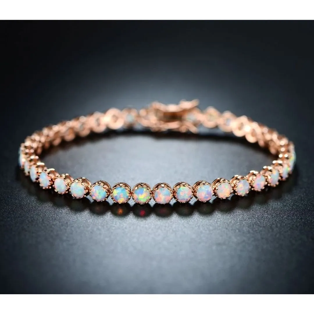 18K Gold Plated Opal Tennis Bracelet