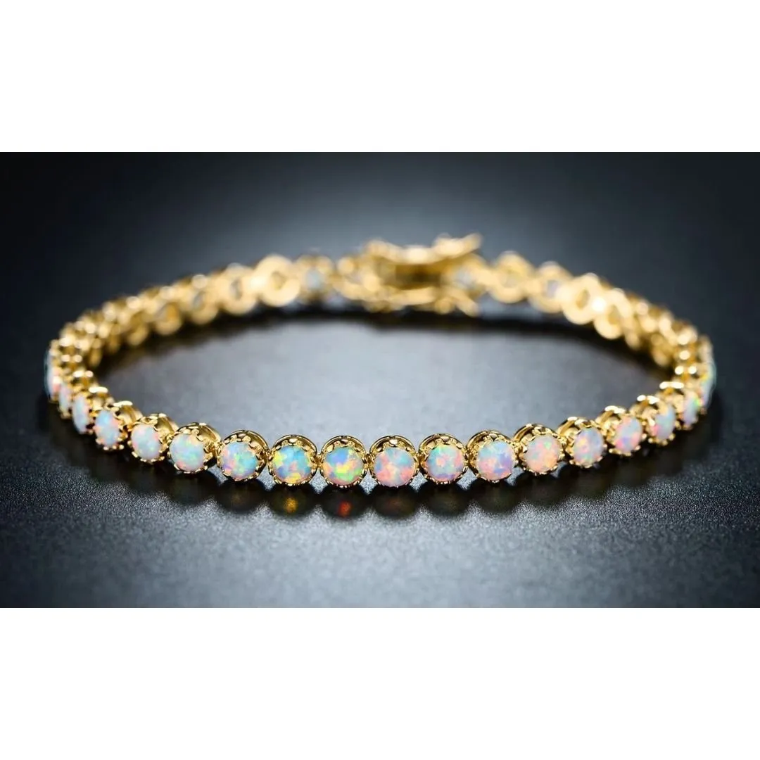 18K Gold Plated Opal Tennis Bracelet