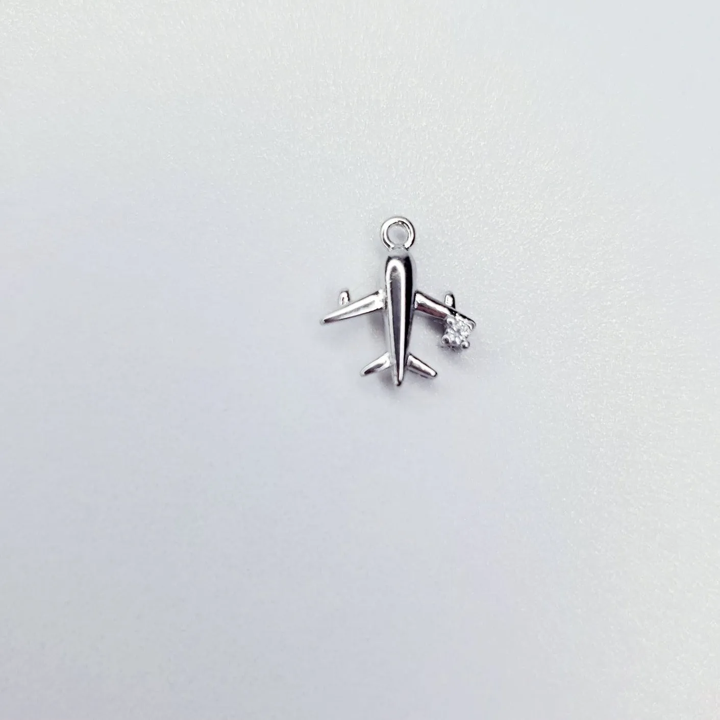 18K Real Gold & Platinum Plated Dainty Cubic Zirconia Airplane Travel Charm