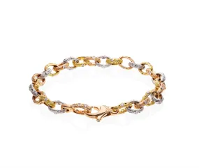 18K Rose Gold, Yellow Gold, Platinum and Diamond Bracelet - B-22RYPD