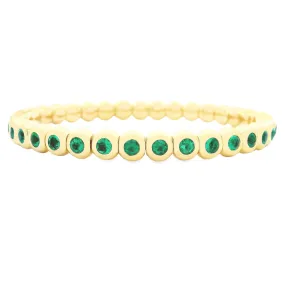 18k Yellow Gold Emerald Stretch Bracelet