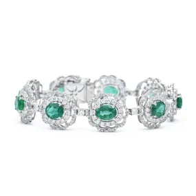 18kt White Gold Colombian Emerald Bracelet