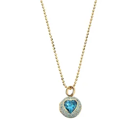 18KY Blue Topaz "Peekaboo" Heart Locket