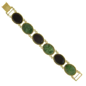 1928 Jewelry Oval Semi Precious Gemstone Link Bracelet