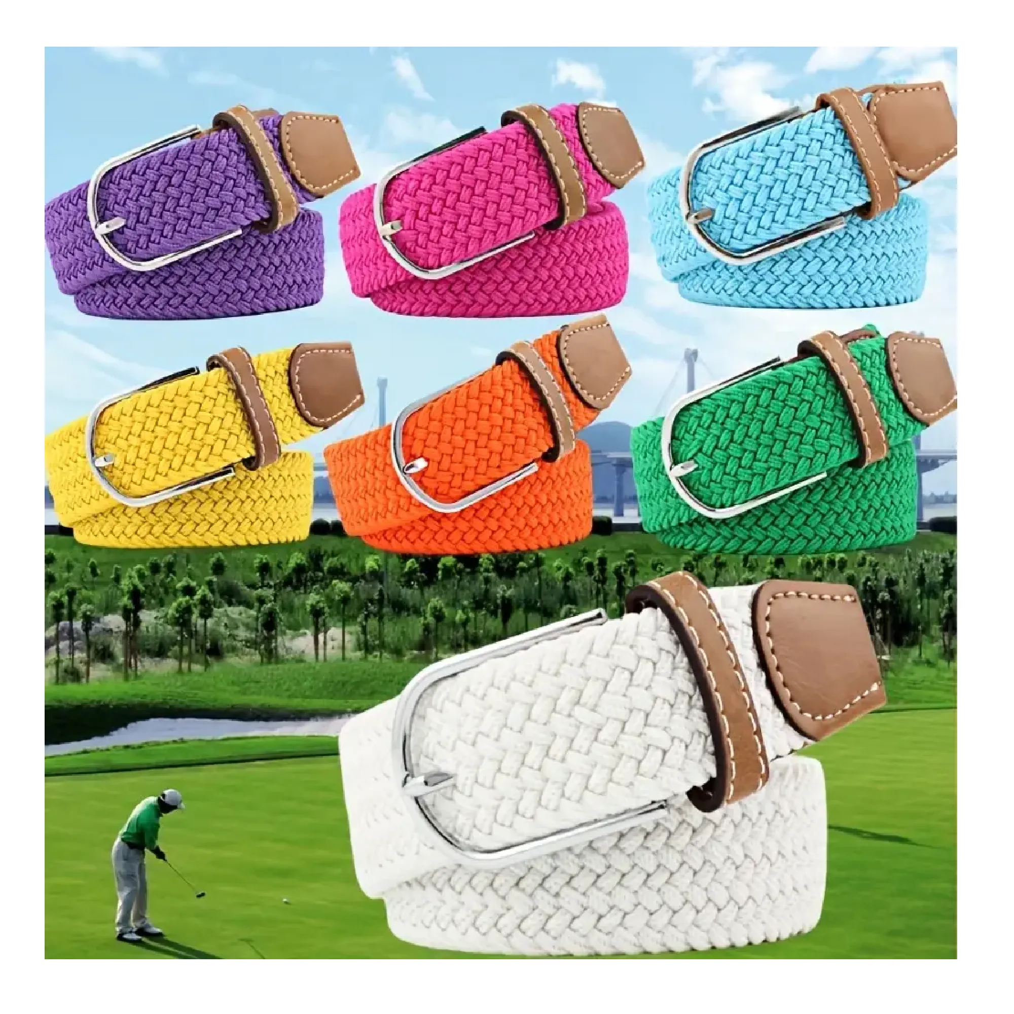 1pc Golf Sports Belt, Unisex Candy Color Casual Canvas Belt For Men And Women