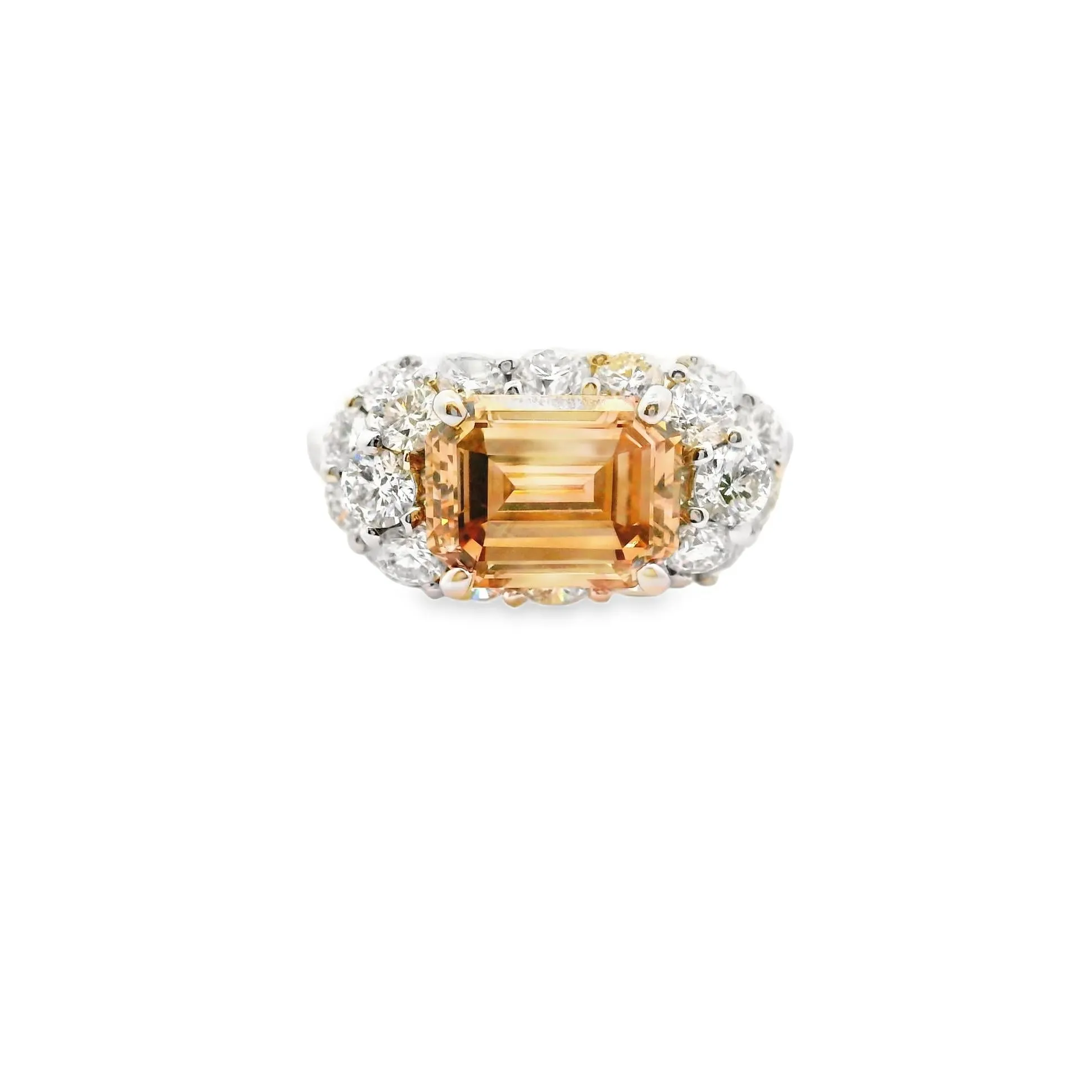 2.04 Carat Emerald-cut Fancy-Brown Diamond & Diamond Platinum Ring