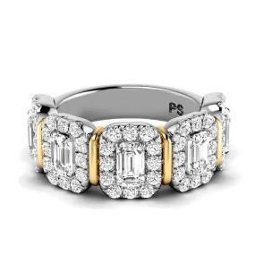 2.20 CT Round & Emerald Cut Diamonds - Wedding Band