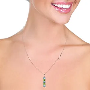 2.25 Carat 14K Solid White Gold Topaz Linings Blue Topaz Peridot Necklace