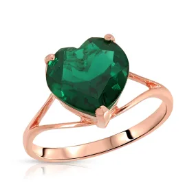 2.75 Carats 14K Solid Rose Gold Brilliant Heart Cut Shape Emerald Solitaire Cathedral Ring with Genuine Vibrant Emerald Heart Shape Anniversary Engagement Promise Her Him Unisex