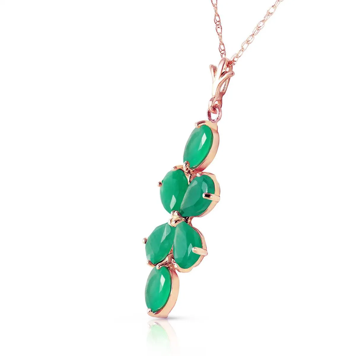 3.15 Carat 14K Solid Rose Gold Petals Emerald Necklace