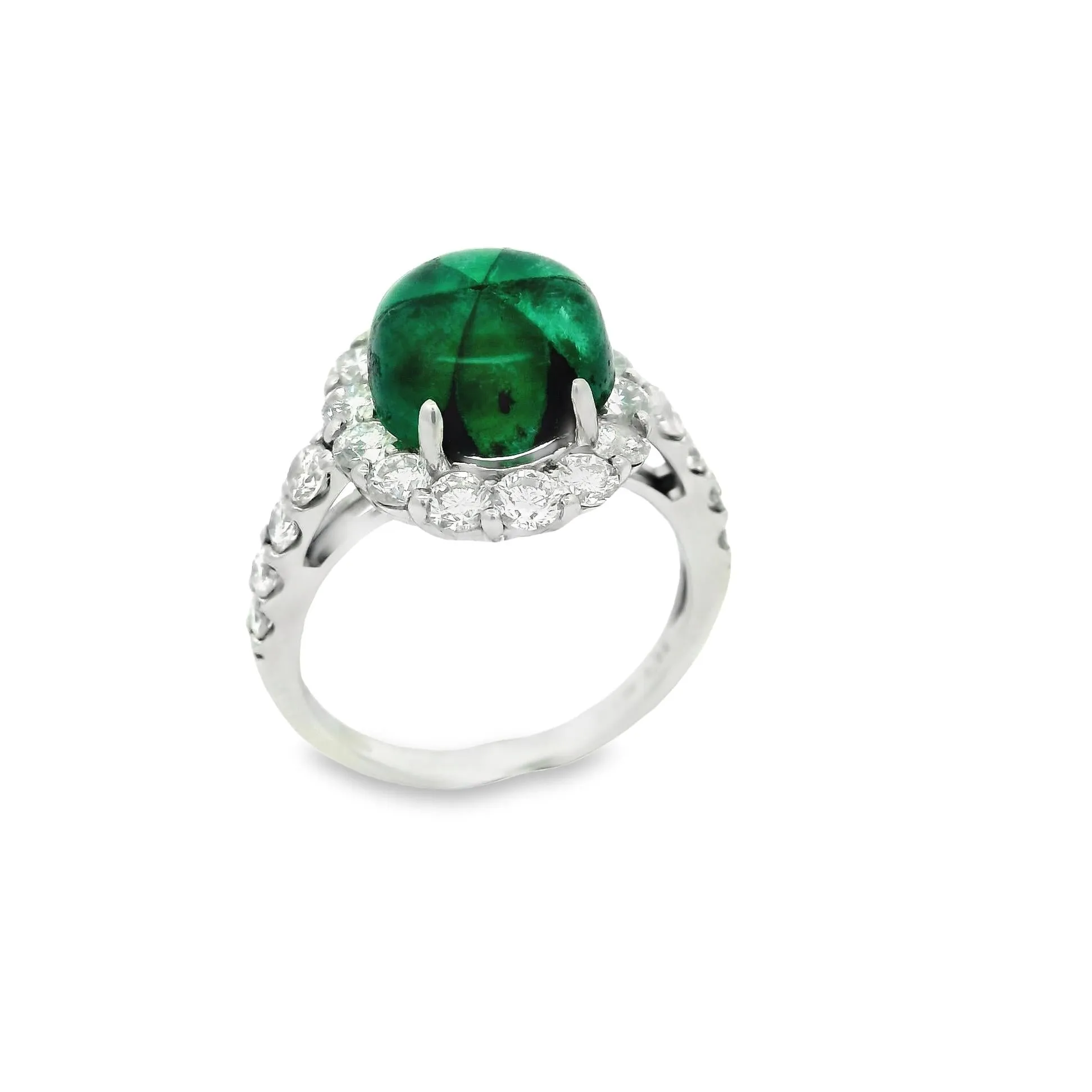 3.59 Carat Trapiche Emerald Diamond Platinum Ring